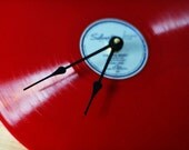 Red Silvertone Vintage Vinyl Record Clock