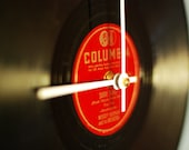 Vintage Record Clock - made from Red and Black Columbia Record