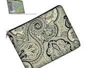 Paisley Macbook RETINA Sleeve / Macbook  Pro Retina  Case / Macbook Pro 15 with Retina Display / padded zippered  black white gray
