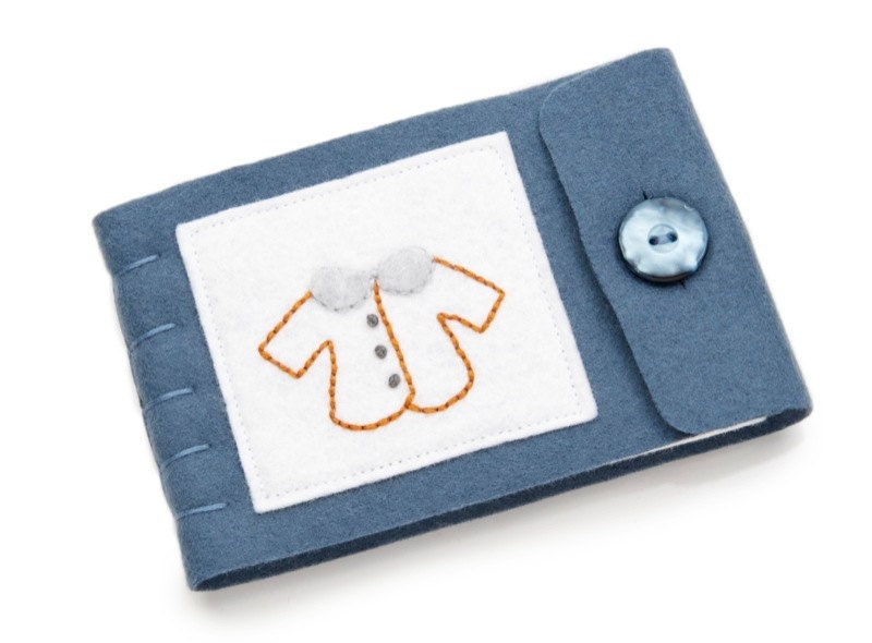 Blue Needle Book, Large Size, Coat With French Knot Buttons, Felt Pages, Seamstress Quilter Accessory