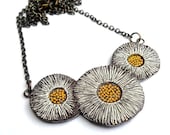 20% OFF SALE - White and Yellow Rustic Daisy Necklace - Sweet Affection  - Flower Necklace