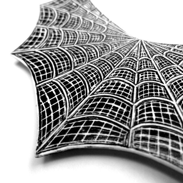 20% OFF SALE - Halloween Black and White Spider Web Necklace  - Step into My Parlor