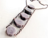 Love Protection ABACUS Rough Cut Ruby Ladder Statement Necklace Long Nugget Copper Chain
