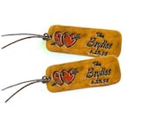 Custom Leather Luggage Tags Personalized with your initials, name and date for a couple that is truly in love