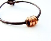 Copper Finish Ceramic Beads and Leather Cord Bracelet