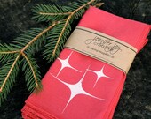 Dinner Napkins Organic Cotton Hemp Cloth napkins set Table Linens screenprint RETRO STARS