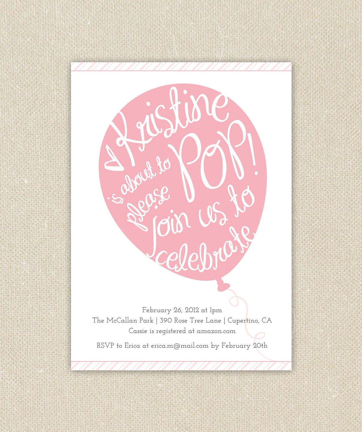 Baby Boy or Girl Custom Baby Shower Invitations Printable - Balloon Pop