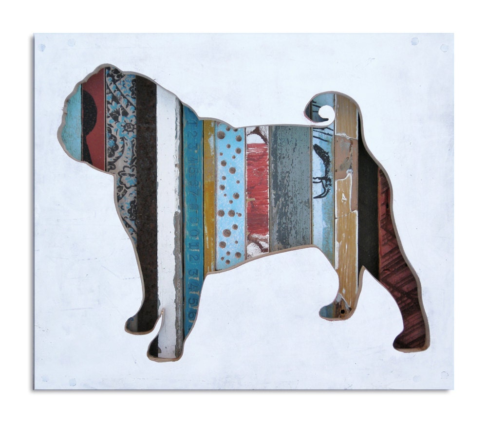 Pet Pug Dog Art, Dog Walk (Mini) Collection, Custom Silhouette Made to Order