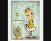 Print of My original folk art painting - She Believed in Make-Believe