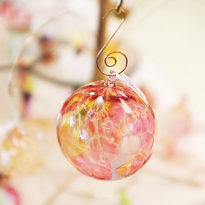 Handblown ruby and gold glass ornament