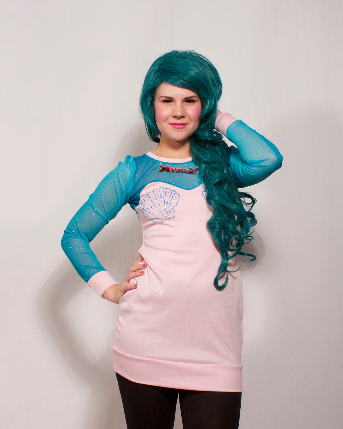 Light Pink and Aqua Mermaid Dress MADE TO ORDER