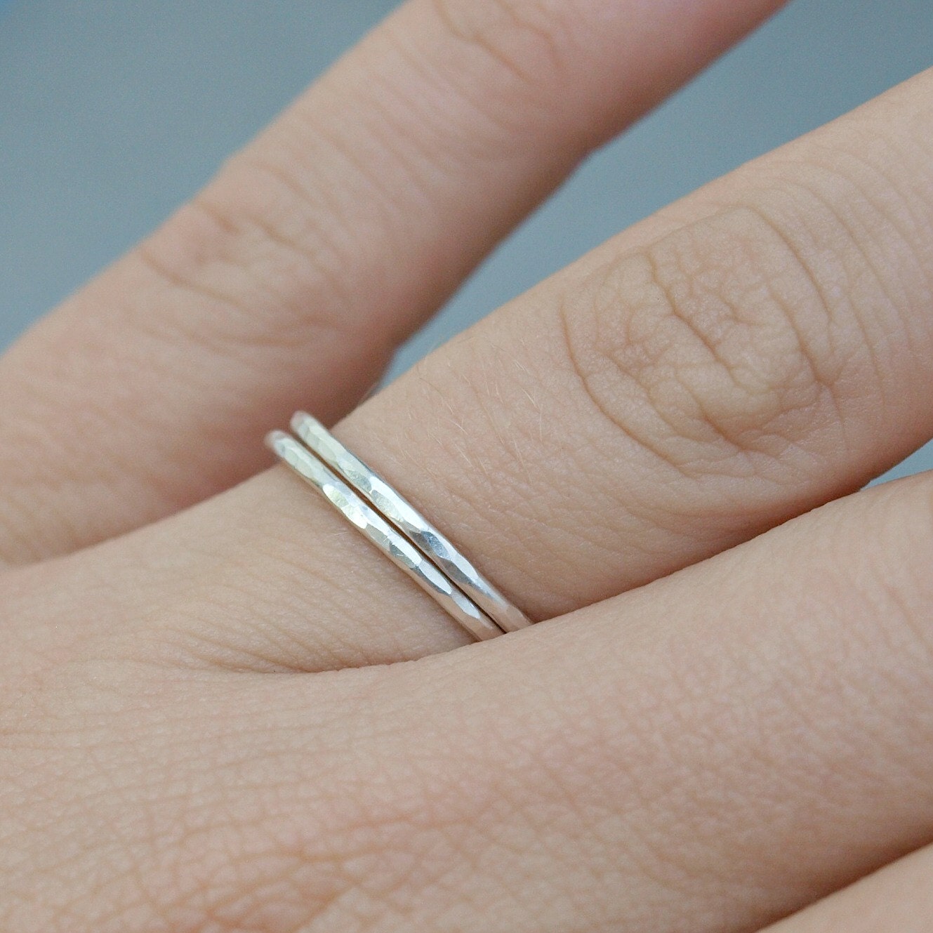 Two Simple Hammered Silver Rings