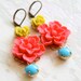 Red and Turquoise Dangle Earrings