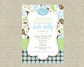Mod Baby Boy Shower Invitation Paisley Brown Blue Green Dots Digital Printable by girlsatplay girls at play Il_170x135