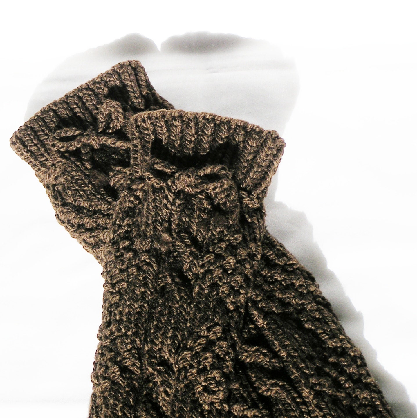 Womens Legwarmers Knitted in Dark Chocolate Brown, Ladies Small-Medium