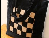 Ready to Ship - Large Tote Bag - Velvet with Tapestry