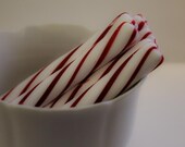 8x10 Winter White and  Red Striped Candy Sticks printed on Metallic Paper Wall Art, Christmas and  Holiday Decor