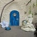 SALE, Fairy Door, Garden Sculpture, Blue Stained Glass
