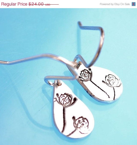 ON SALE SILVER Pods earrings, teardrop hook earrings with pods, eco-friendly.  Handcrafted by Chocolate and Steel.