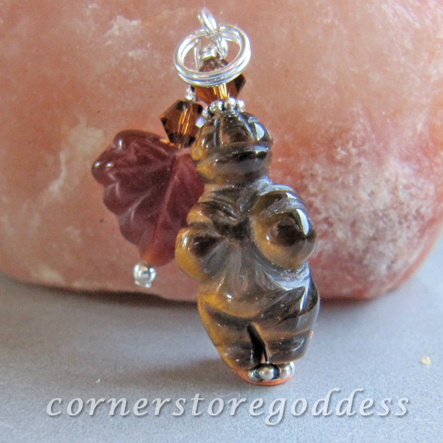 Tiger Eye Carnelian Venus of Willendorf Goddess Charm Zipper Pull