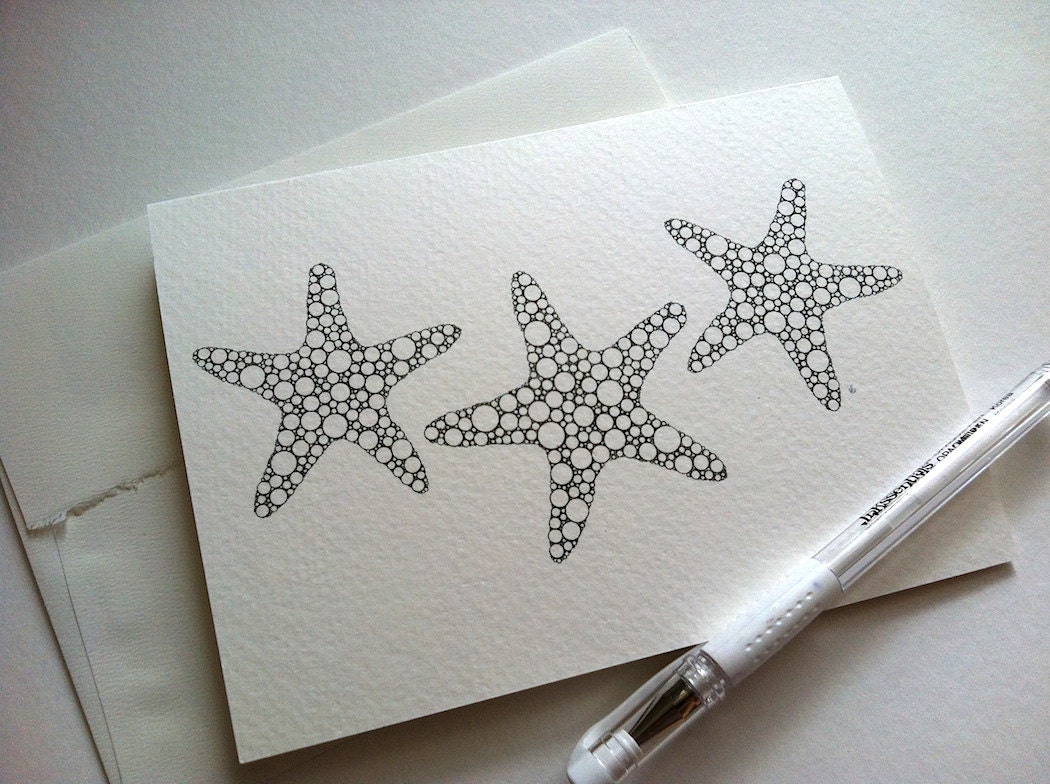 STARFISH SCHOOL giclee print / greeting card (5" x 6.8") with deckle envelope
