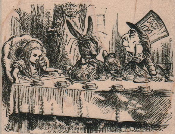 Mad Hatter tea party  rubber stamp   17190  alice in wonderland