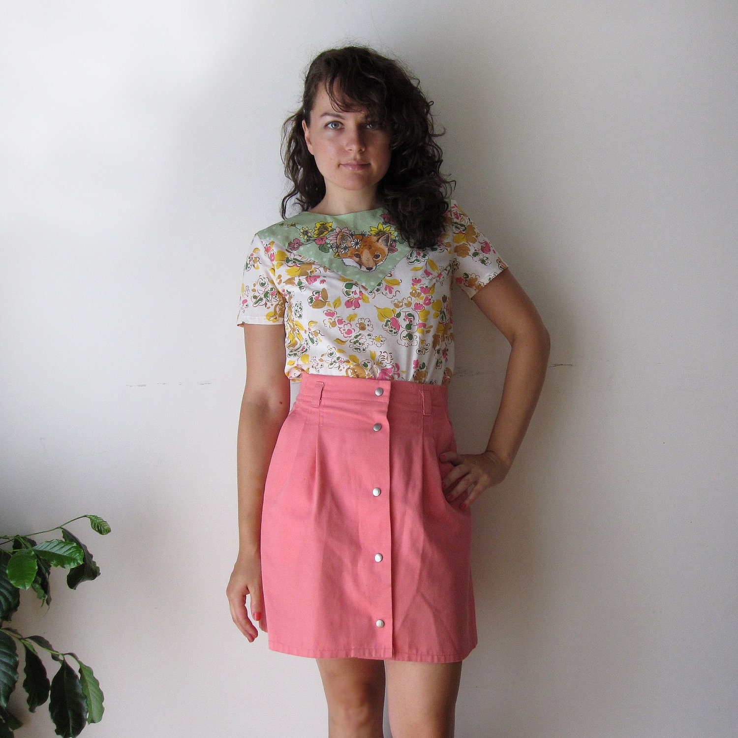 fox print floral top Supayana LAST ONE size small