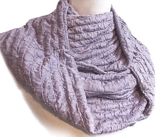 Silky Soft  Pastel Lavender Puff Ruffle Textured Long Infinity Eternity Scarf