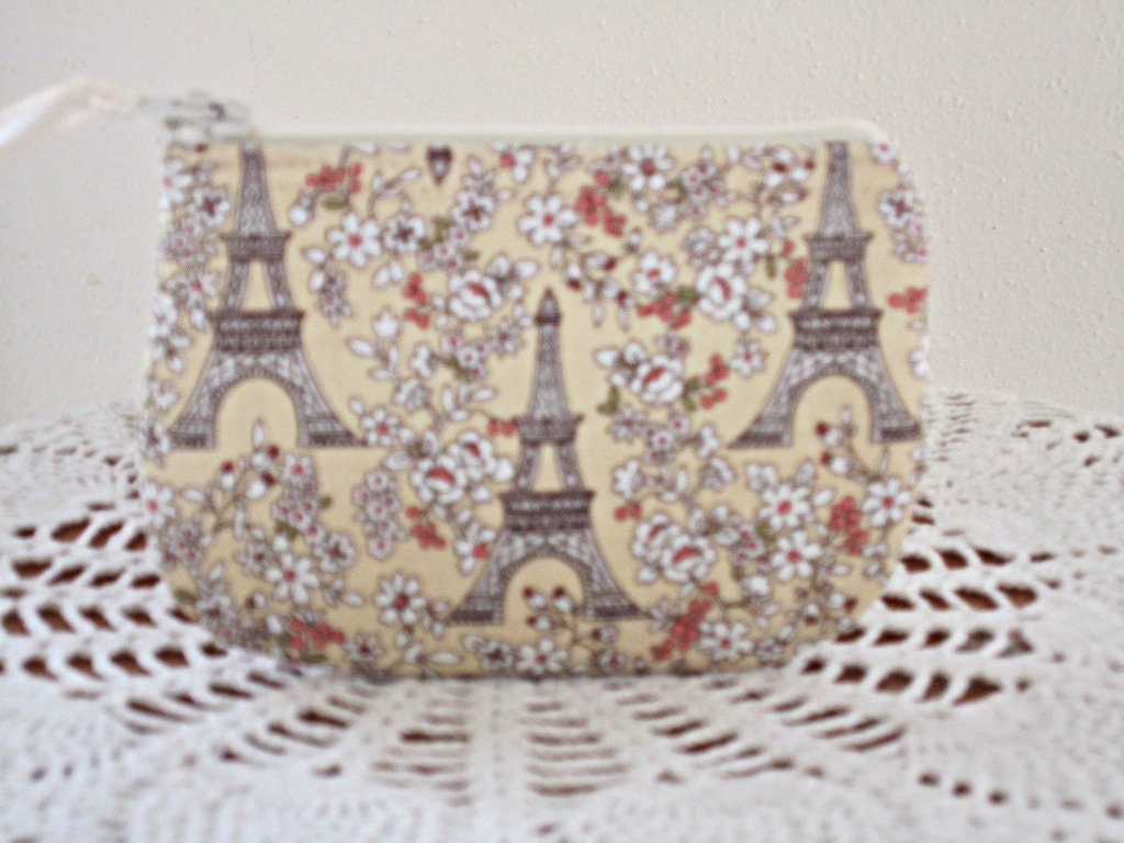 Coin Business Card Clutch Zipper Case Springtime in Paris Made in the USA