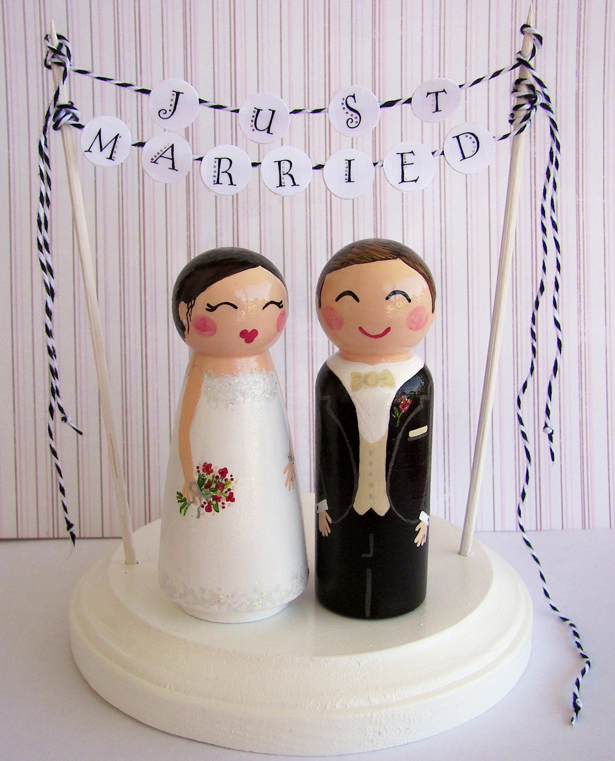 Hand Painted Love Boxes Custom Wedding Cake Toppers Stand and Bunting to match