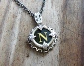 Vintage Typewriter Key Wrap Necklace Letter N