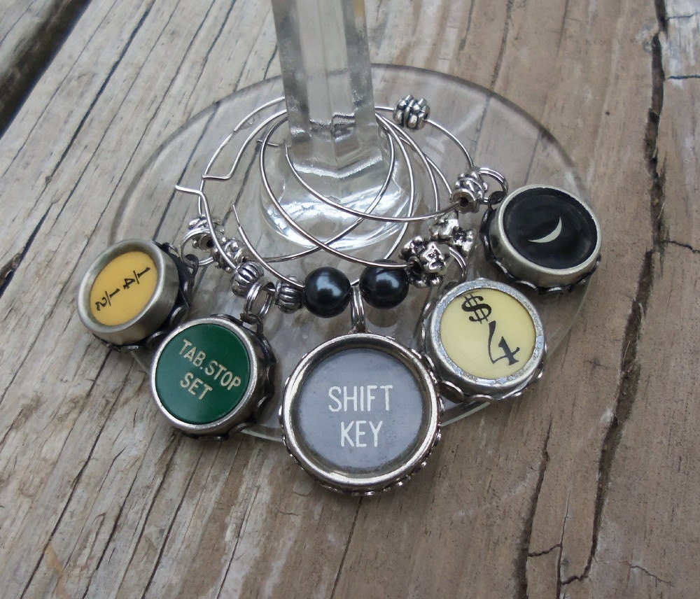 Vintage Typewriter Key Wine Marker Charms