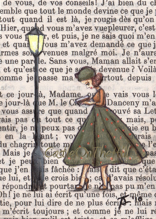Paris, 1959 - Patrice Reads Obsessively, Sometimes To Her Own Detriment... ACEO Print -