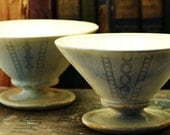 Two Sandblasted Martini Cups - Barware - Glassware
