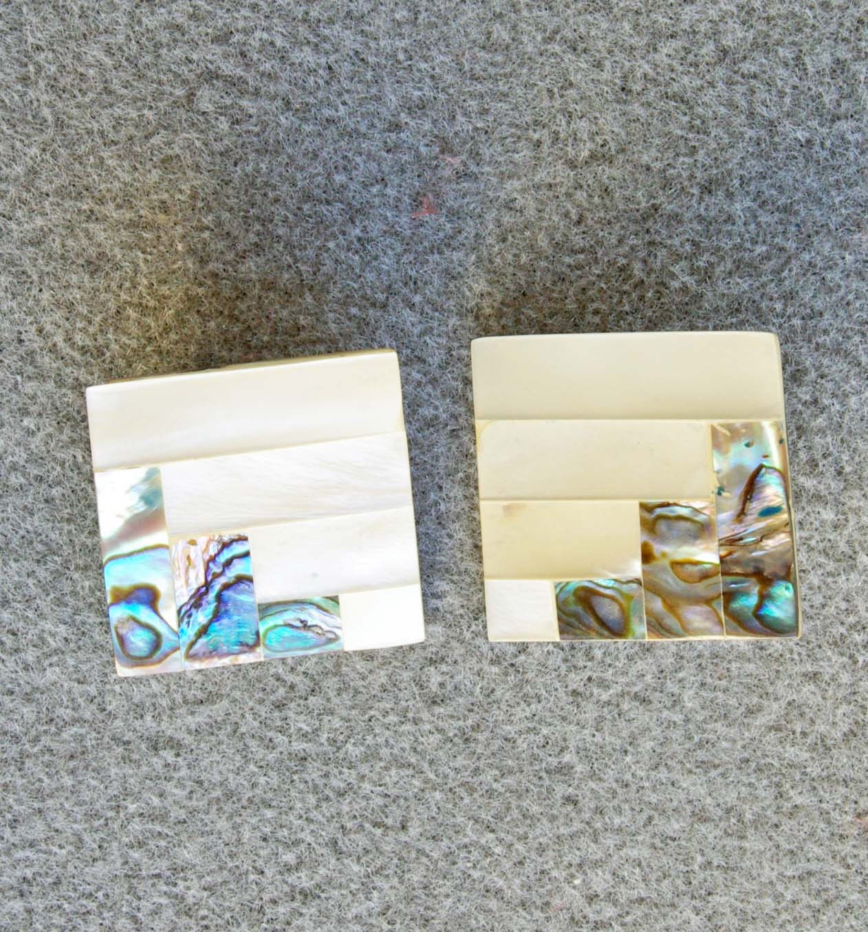 Mother-of-Pearl and Abalone earrings bold, square post earrings