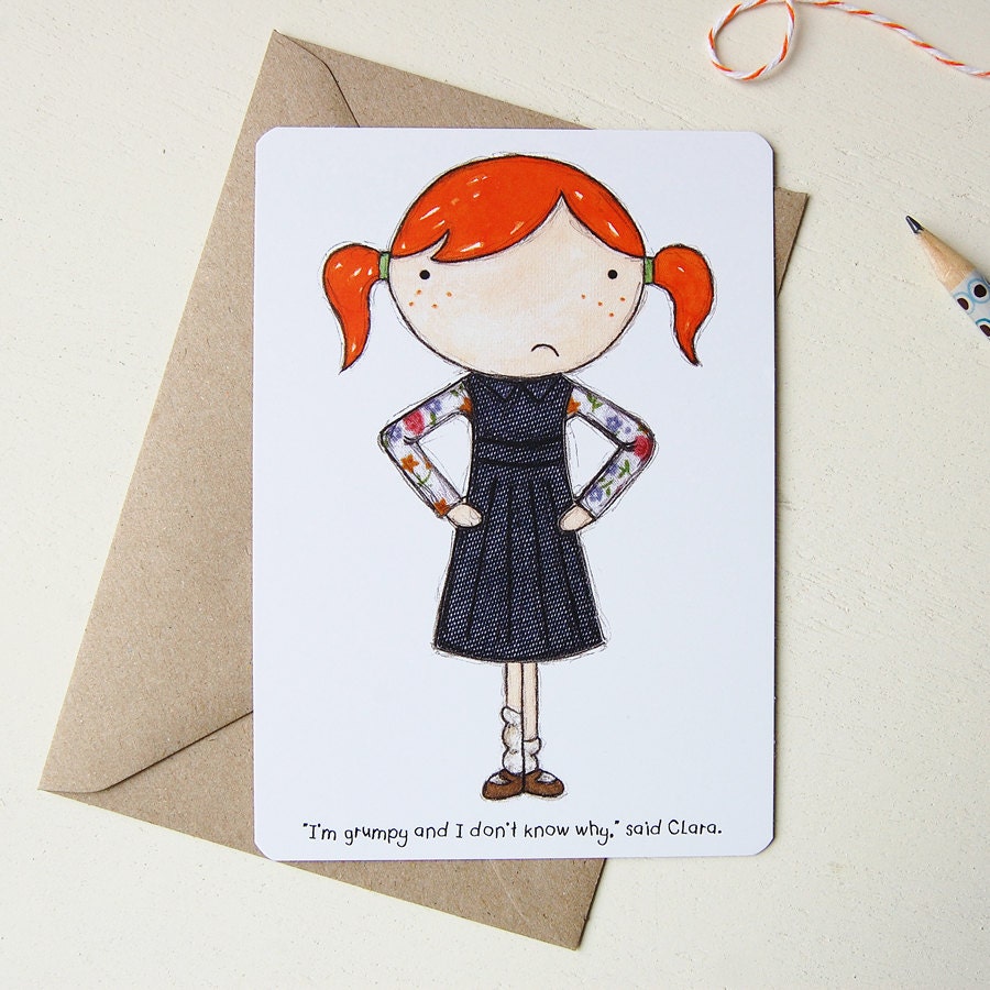 Postcard - Clara the Grumpiest Girl - Single Card (Blank)