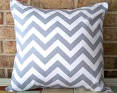 Decorative Pillow Covers - Ash Gray & White Chevron - 18 x 18 Accent Cushions Throw Pillows - Home Decor - Baby Nursery Decor - Dorm Pillows