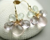 Flower Earrings Rose Quartz Amethyst Aquamarine Gold Fill
