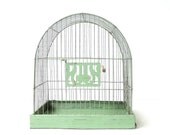 Vintage Hendryx Pale Green Bird Cage Birdcage - marybethhale