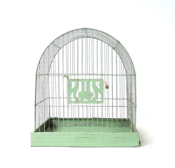 Vintage Hendryx Pale Green Bird Cage Birdcage