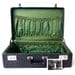 Vintage Black Leather Suitcase with Green Interior