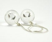 Zirconia Earrings, Clear Resin Earrings with Small Round Zirconias and Sterling Silver