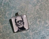 Frankenstein Monster glass tile pendant