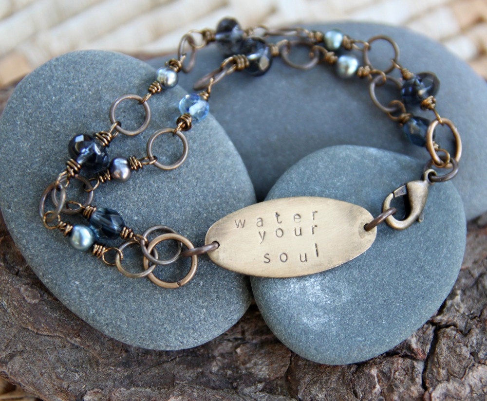 water your soul . a hand stamped soul mantra bracelet