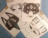 Paper Mask animal set wearable handmade DIY Fox Bear Owl Butterfly