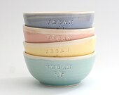 Vegan cereal bowl set of 4 in unmatchy colors MADE TO ORDER