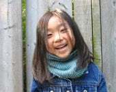 Kids Cowl in Teal, Chunky Hand Knit