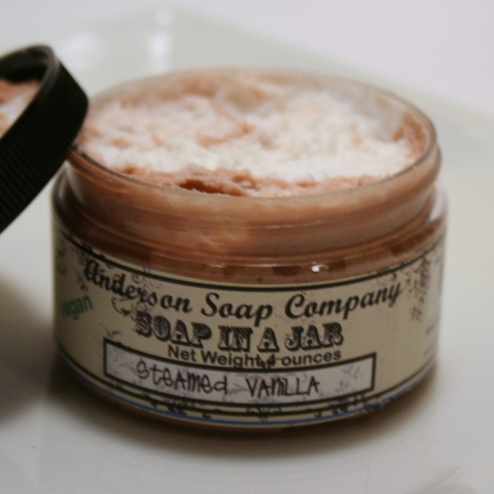 Steamed Vanilla (4 oz. jar) Soap In A Jar (Fluffy Whipp) (Vegan)