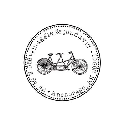 Antique Tandem Bicycle Rubber Stamp Photopolymer custom