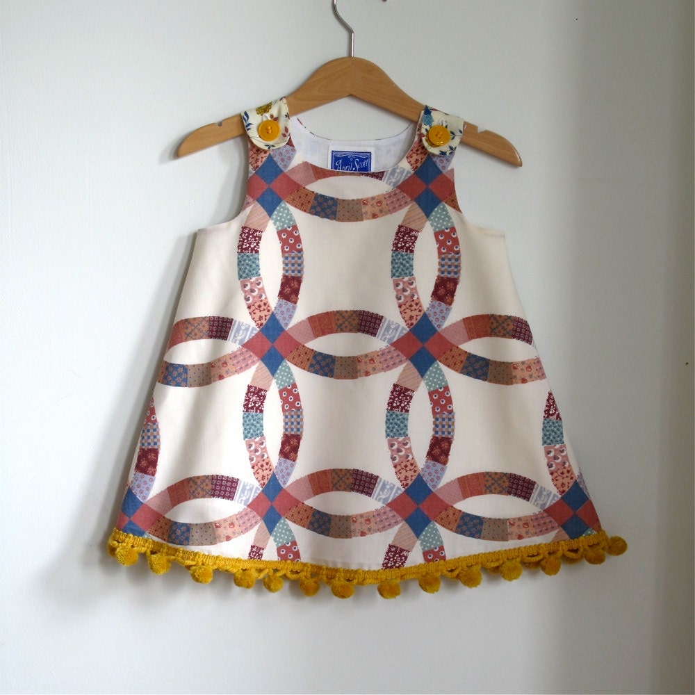 Folklore baby or toddler dress-  girls children's clothing - sizes newborn, 3m, 6m, 12m, 18m, 2t, 3t, 4t